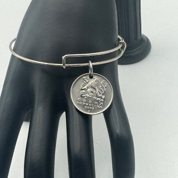 Czech 5 Koruna Coin Adjustable Bangle Bracelet Silver 2000 Jewelry Unique Gift - Picture 2 of 5